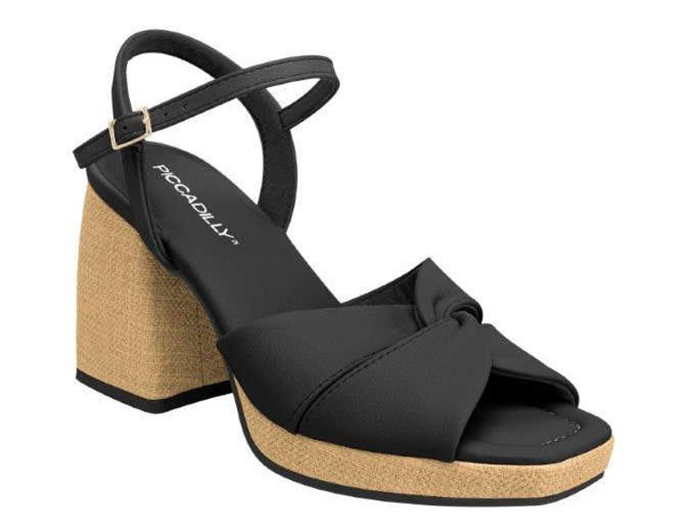 Obrazek Piccadilly 771002-5 Damskie sandały na obcasie czarne
