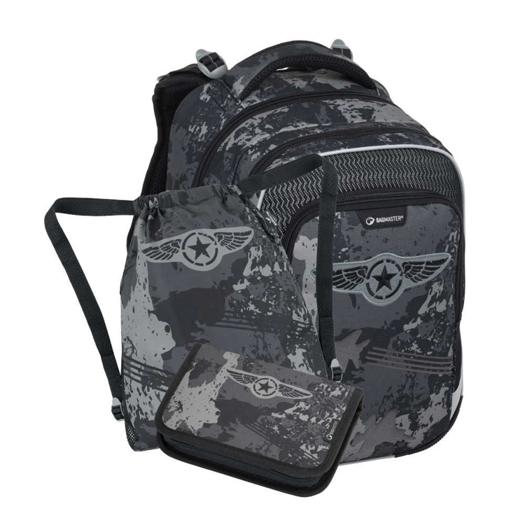Obrazek Bagmaster LUMI 24 B mały zestaw szkolny dla pierwszoklasistów - fighter grey 23 l