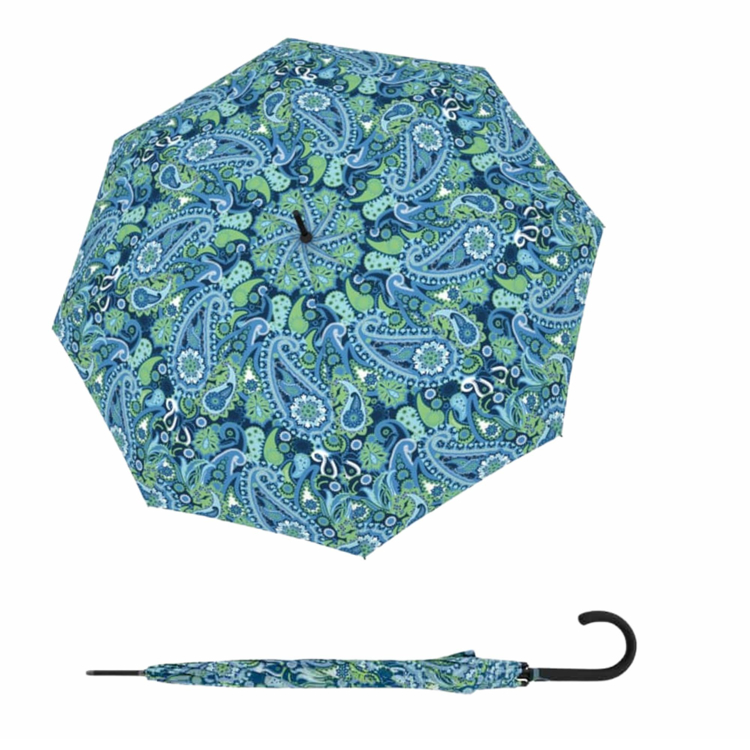 Obrazek DOPPLER Fiber Flex Long AC Paisley blue - damski parasol na goleń wielokolorowy