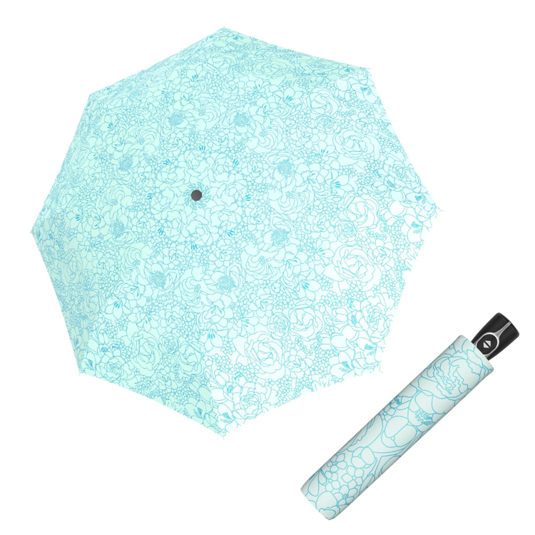 Obrazek DOPPLER Magic fiber Giardino mystic blue - w pełni automatyczny parasol damski niebieski