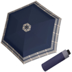 Obrazek DOPPLER Fiber Havanna Timeless Blue Hahnentritt - damski parasol składany beżowy