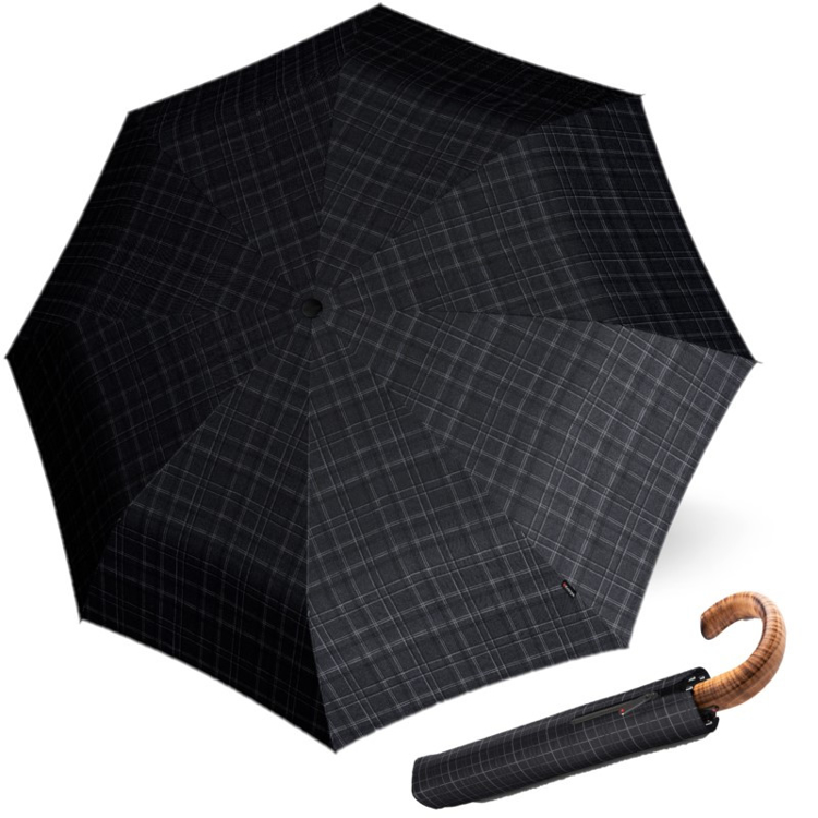 Obrazek KNIRPS S.570 LARGE PRINTS CHECK - męski parasol strzelecki czarny