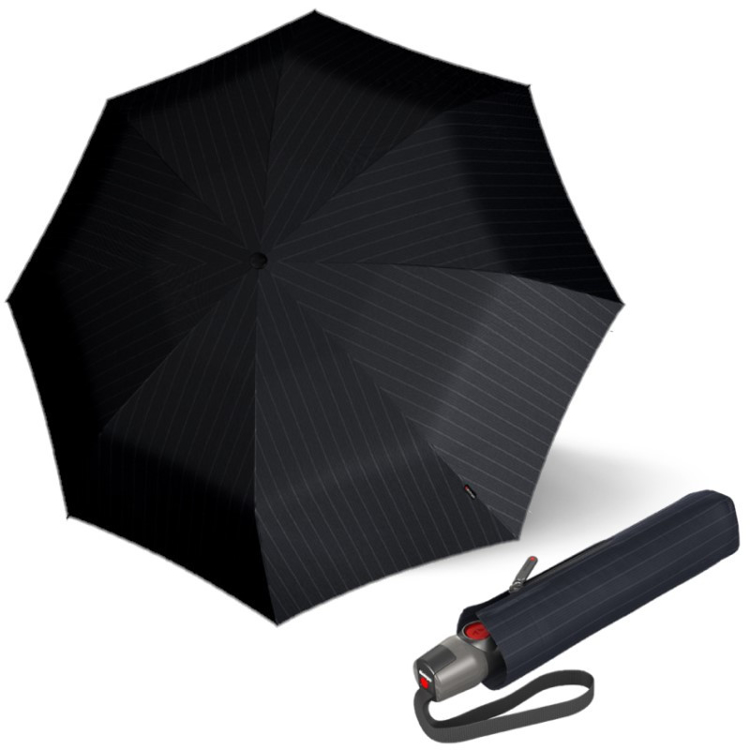 Obrazek KNIRPS T.200 PRINTS STRIPE - elegancki męski w pełni automatyczny parasol kolorze czarnym