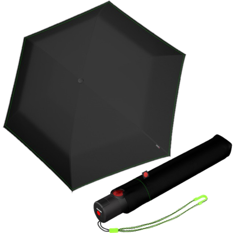Obrazek KNIRPS U.200 NEON BLACK - elegancki damski w pełni automatyczny parasol kolorze czarnym
